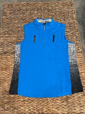 jamie sadock Deep Turquoise Blue Sleeveless Top with Black & White Side Panels